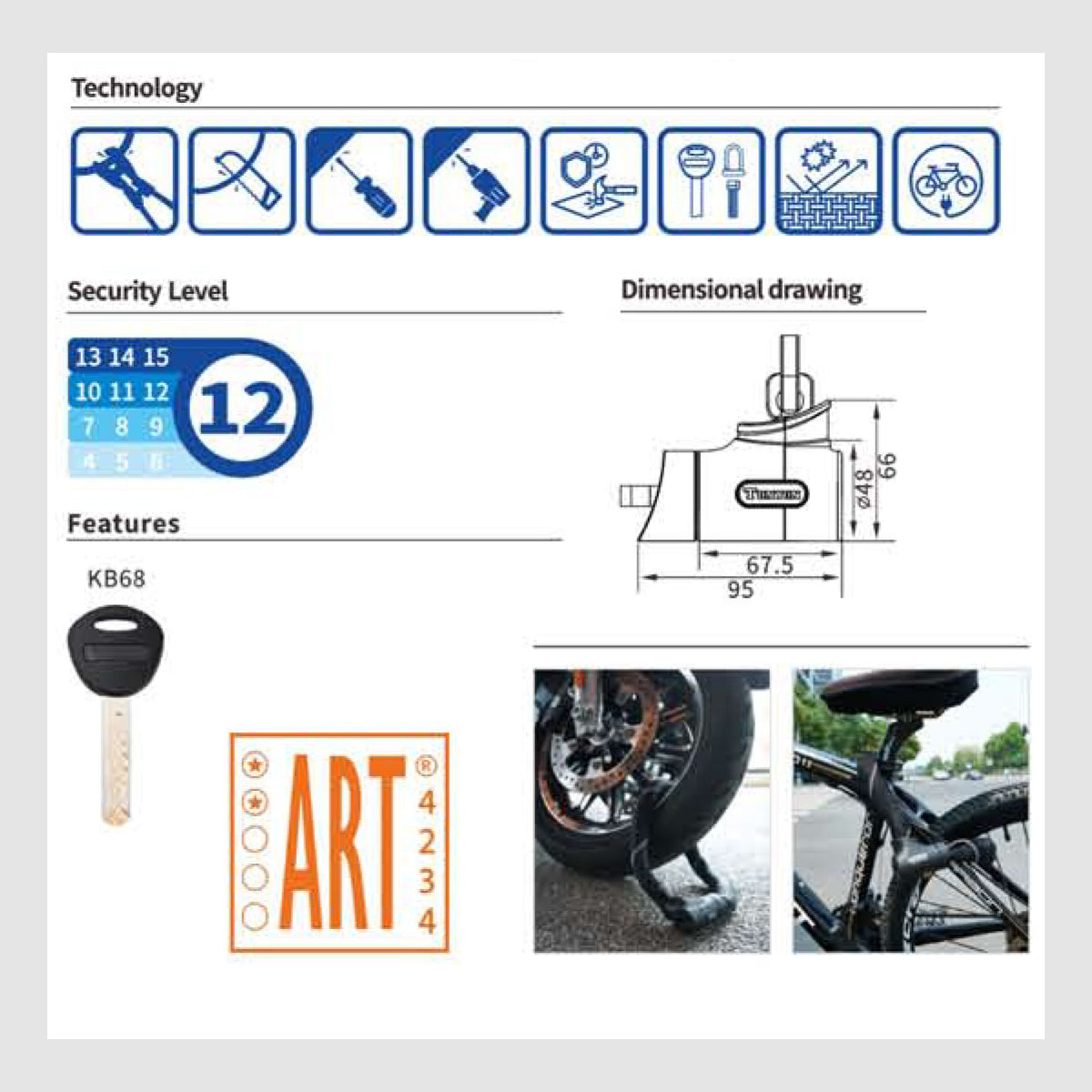 Bicycle lock TY780 - 2 stars